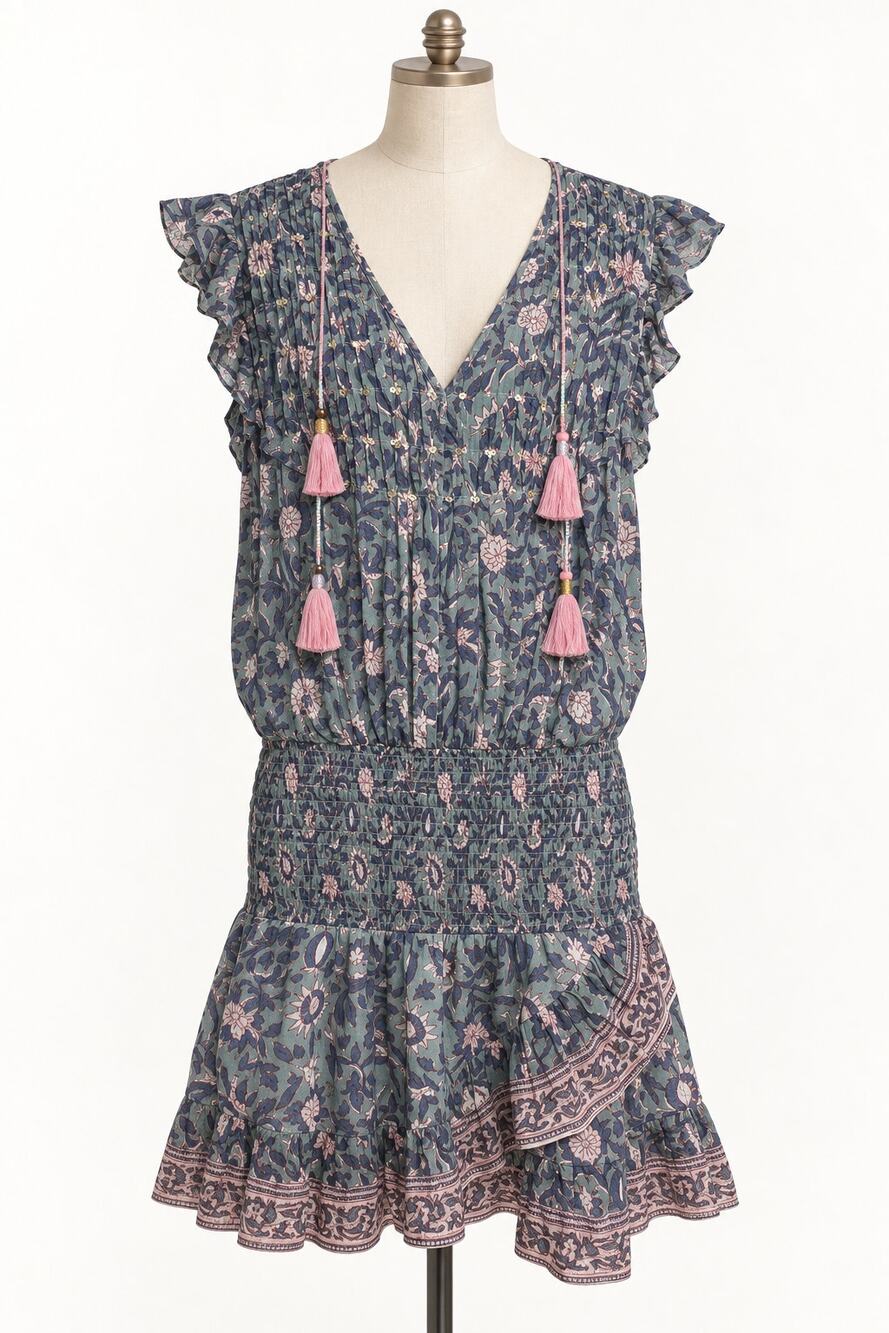BELL by Alicia Bell Sleeveless Drop Waist Silk Cotton Lola Mini Dress Sz. S
